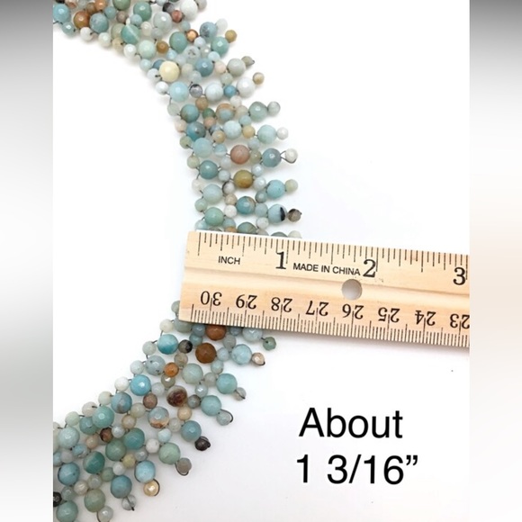 Amazonite Hand Crafted Beaded Collar, NWT, Pewter Toggle, Statement Necklace, - Picture 6 of 6